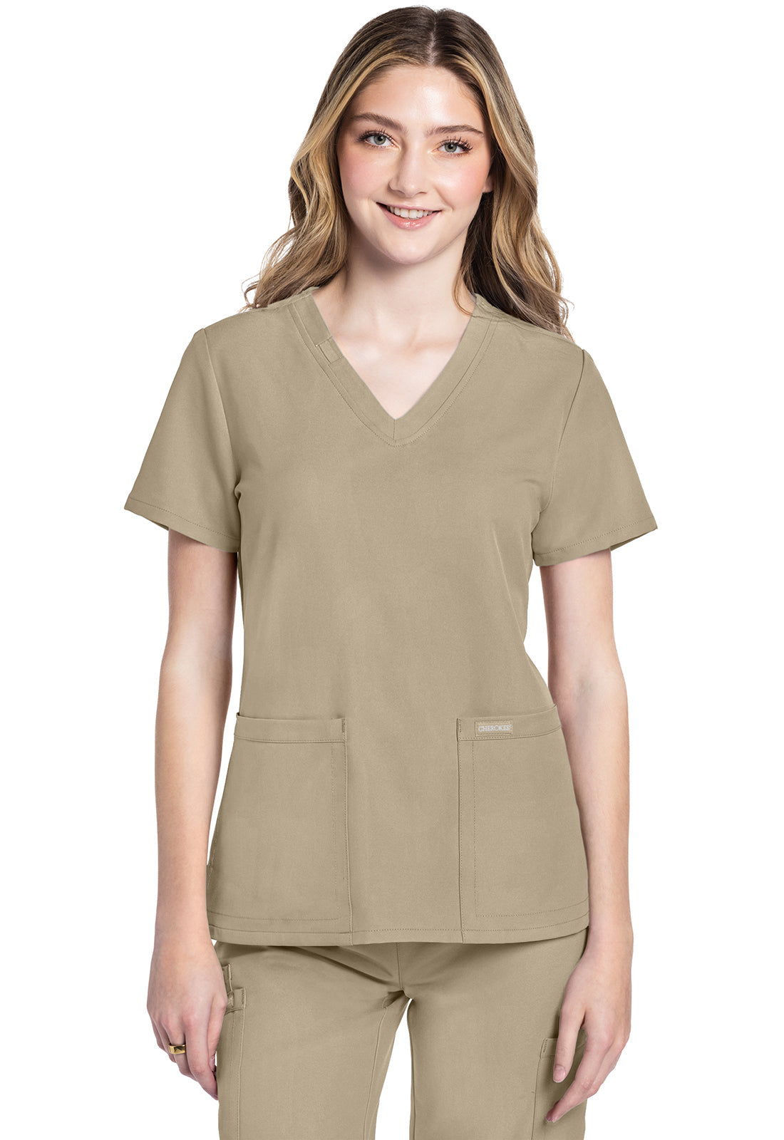 Women's V-Neck Top - Khaki